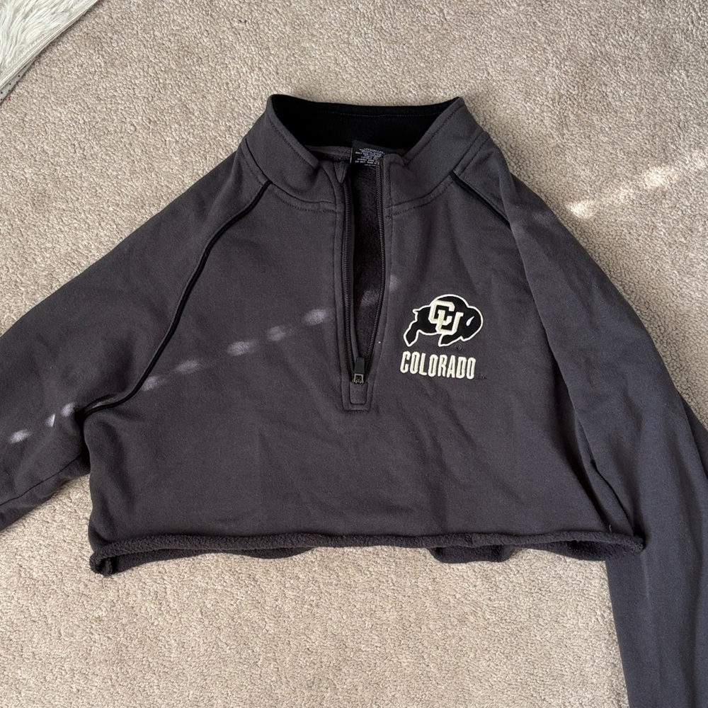 Colosseum Black Cropped Quarter-Zip Top
